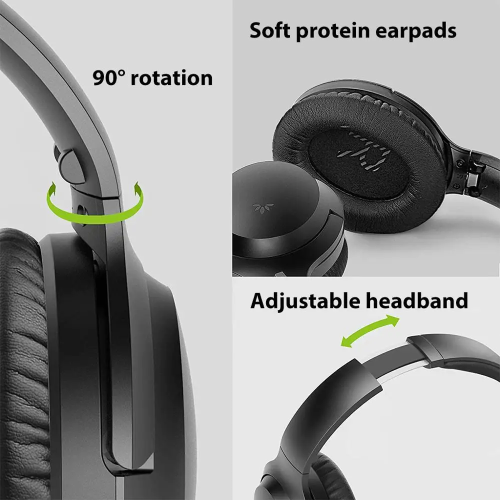 Avantree Aria Bluetooth Active Noise Cancelling Headphones with Boom Mic for PC Computer Phone Call Good Sound Headphones