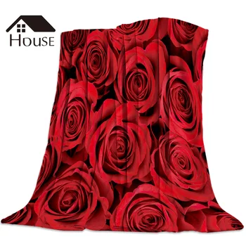 

Red Rose Flower Blanket Funny Printed Soft Boy Girl Baby Coral Fleece Flower Blankets Warm Sofa Bed Sheets