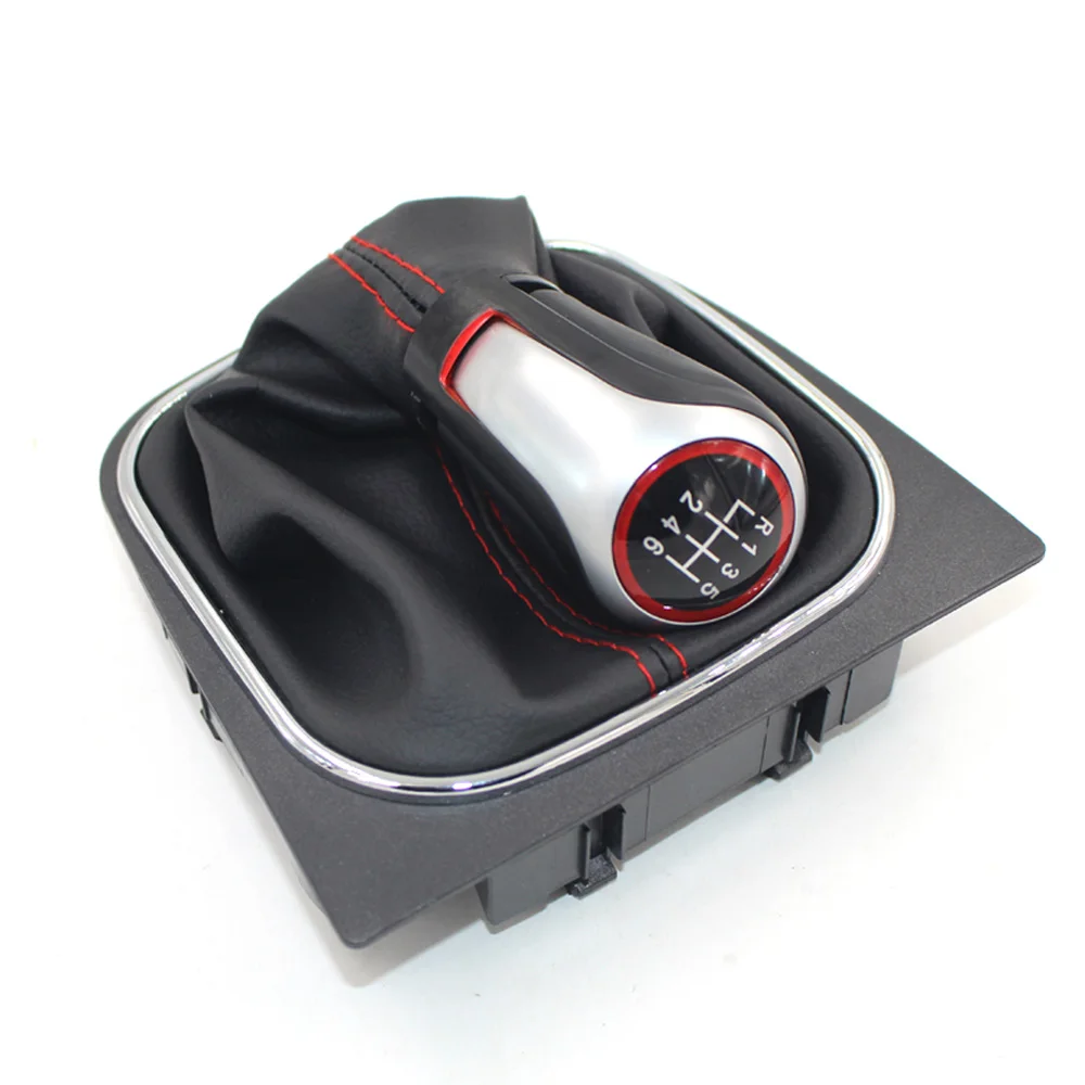 6 speed For Golf 5 Ручка переключения передач для VW Volkswagen Golf 4 Mk4 для Golf 5/6 Mk5/6 Red Thread 5 speed и 6 рычаг переключения скорости кожаный ботинок - Название цвета: 6 speed For Golf 5