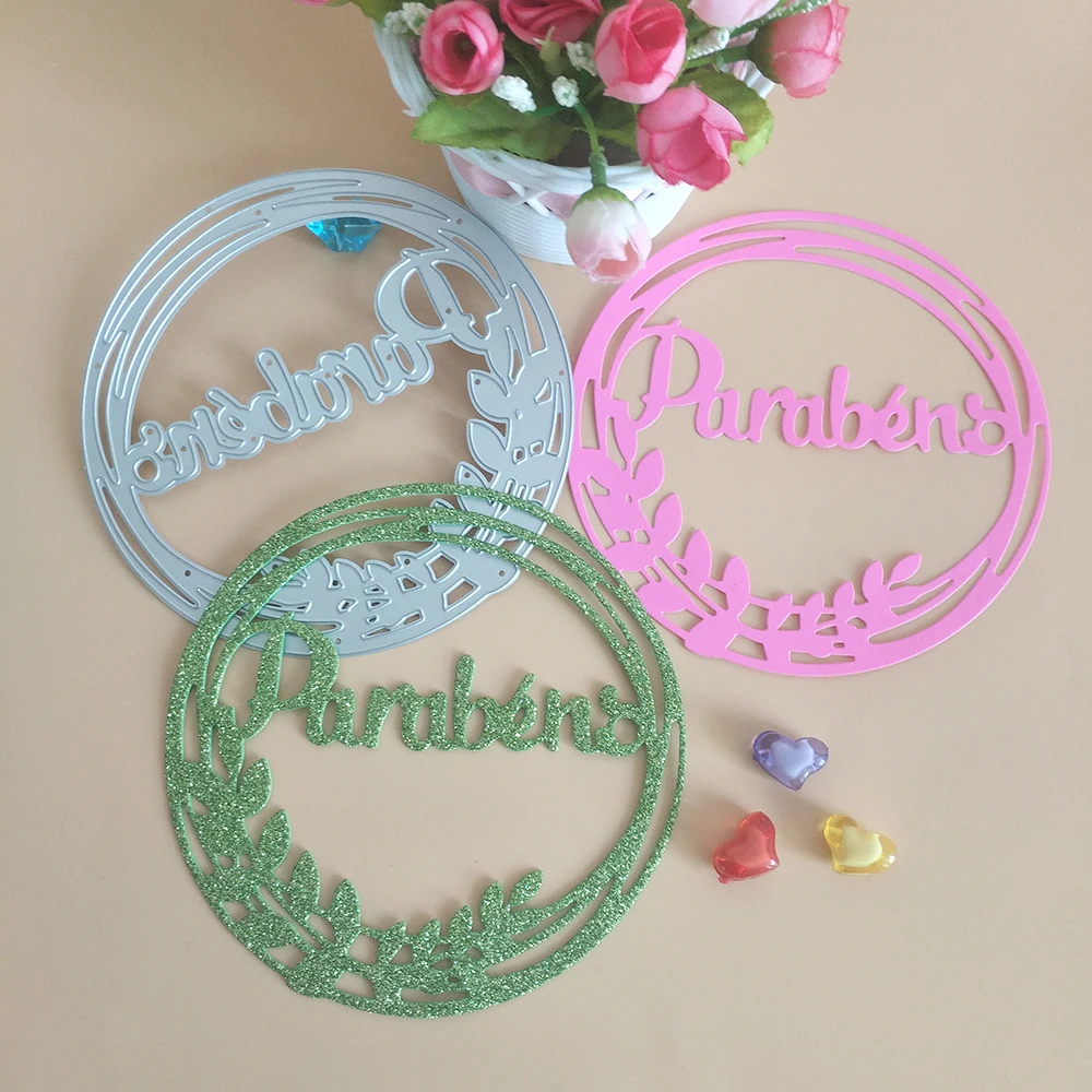 

New Round Spanish Happy Birthday Round cutting dies DIY scrapbook, embossed card making, photo album decoration, handmade craft