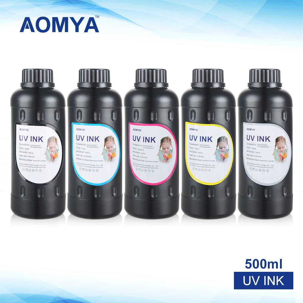 500ml 5Bottle/Set Aomya Universal LED UV Ink Compatible For Epson UV