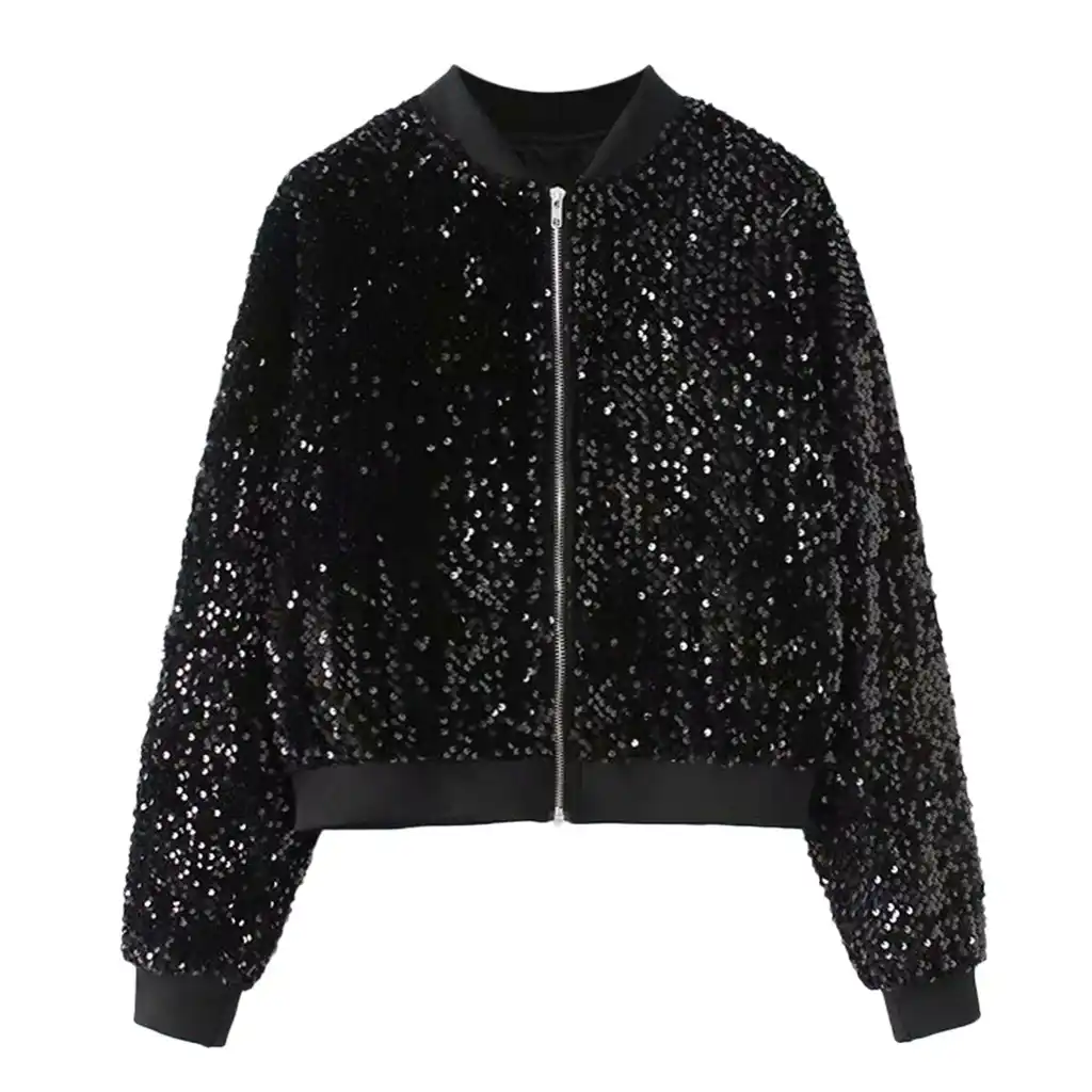 black sequin jacket womens