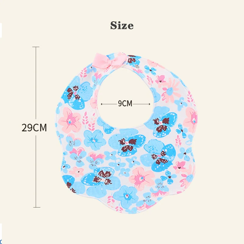 Printed Baby Cotton Bandana Bib Newborn Boy Girl Cartoon Circular Burp Cloth Absorbent Bib Waterproof Newborn Double Layer Towel