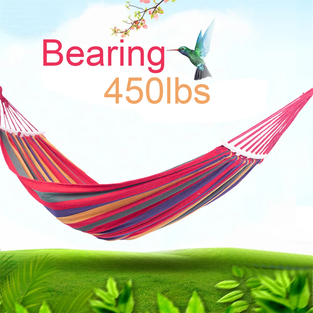 

Double Hammock 450 Lbs Portable Travel Camping Hanging Hammock Outdoor Swing Lazy Chair Canvas Hammocks