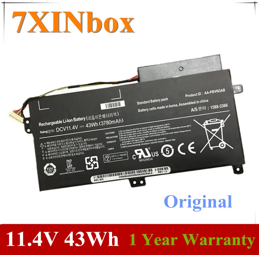 

7XINbox 11.4V 43Wh AA-PBVN3AB Battery For Samsung BA43-00358A 1588-3366 NP370R4E NP370R5E NP470R5E NP450R4V NP450R5V NP510R5E