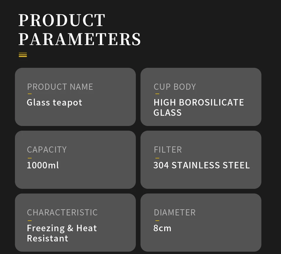 1.0L Clear High Borosilicate Glass Teapots with Removable Stainless Steel Infuser 304 Strainer Heat Resistant Kettle Tea Pot