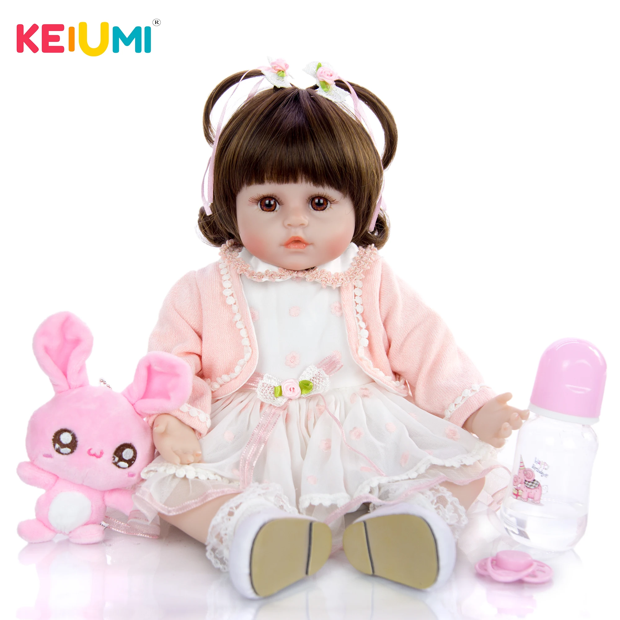 KEIUMI Милая 18 дюймовая игрушка Reborn мягкая сенсорная силиконовая виниловая кукла