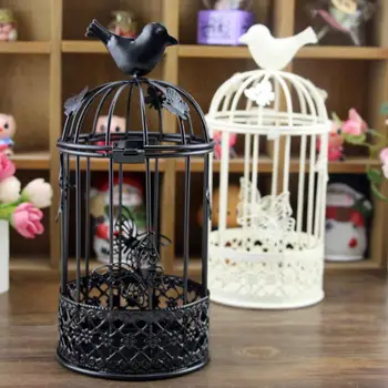 

Exquisite Metal Candlestick Decor Hollow Bird Cage With Butterfly Tealight Candle Holder Stand подсвечник Home Wedding Decortion