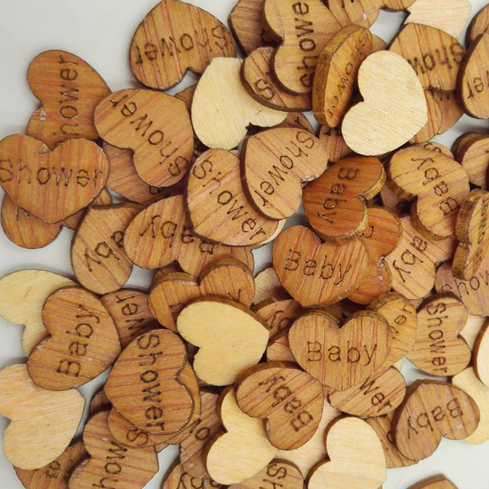 Lychee Life Heart Shaped Wood Lettering Wood DIY Scrapbook Handcraft Accessiories Home Party Decoraion