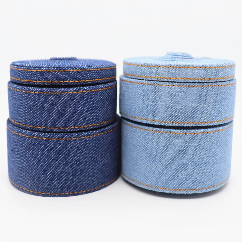 

5 Yards 9MM/25MM/38MM Jumper Denim Fabric Ribbon For Hair Bows DIY Crafts Handmade Accessories M19072601