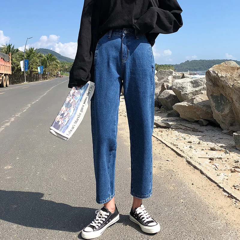 

Jeans Women High Waist Denim Pants Casual Harem Blue Plus Size Boyfriend Jeans Wash Cotton 2020 Mom Trousers Autumn Streetwear