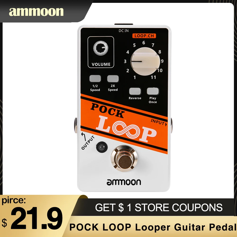 Ammoon pock loop looper pedal efeito guitarra 11 loopers pedal loop