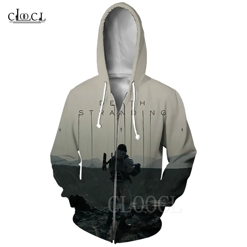 

CLOOCL New Arrival Zip Hoodie Men Women For Game Death Stranding Cosplay Zipper Hoodies 3D Print Autumn Casual Jacket Sweatshirt