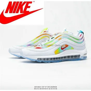 

Nike Air Max 97 OG Undftd Bullet Full Palm Cushion Running Shoes Men's and Women's Shoes Size 36-45 White Rainbow Spring