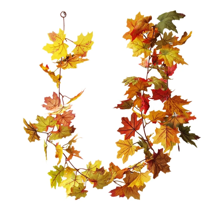 

Promotion! 1Pcs Thanksgiving Artificial Maple Leaf Garland Hanging Fall Leaf Vines Hanging Plants for Autumn Wedding Door Dinner