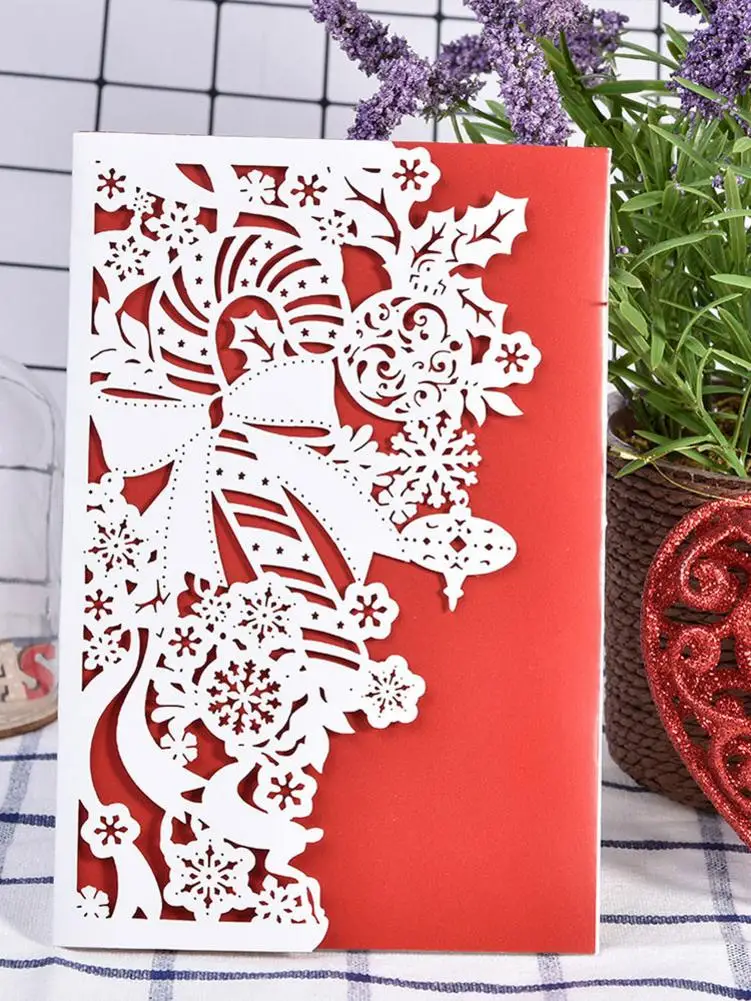  Christmas Cutout Invitation Color 3D Openwork Greeting Card With Envelope - 4.00038E+12
