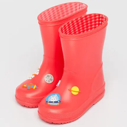 DRIPDROP Детские резиновые сапоги | Сапоги для девочек | Ботинки для мальчиков | Модные водонепроницаемые ботинки | Детская обувь | Нескользящая обувь без застежки - Цвет: Space Red
