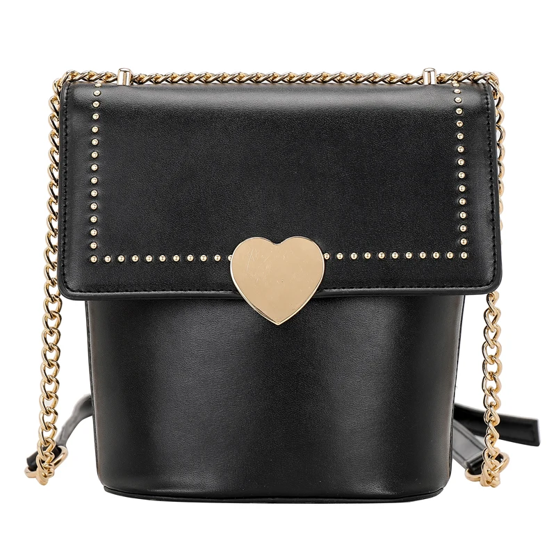 

191217 iVog New Arrival Everyday Ladies Small Crossbody Shoulder Handbag White Black Geometric Chain Bucket Bags for Women 2019