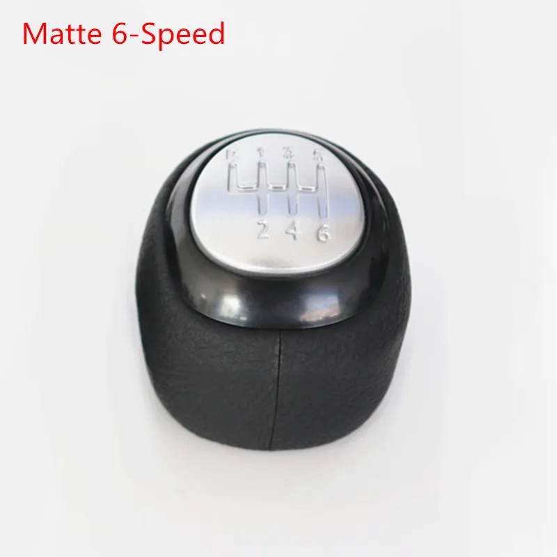 Matte 6-Speed Матовая хромированная Серебристая кожаная ручка переключения передач для SAAB 9-3 93 2003-2012 головка шариковая ручка сменная коробка ручка 55566206 55353898 - Название цвета: Matte 6-Speed