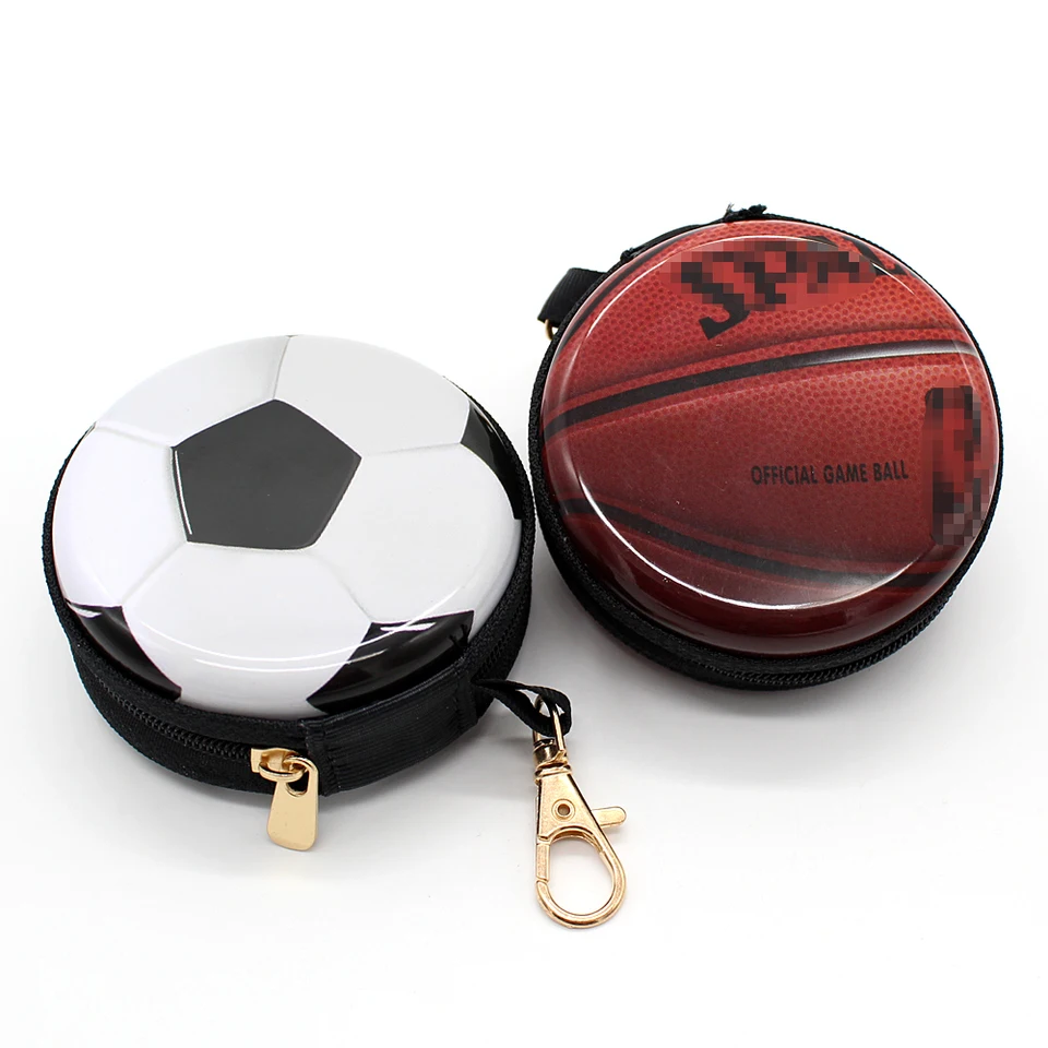 주석 동전 지갑 농구 축구 패턴 남성 라운드 이어폰 상자 미니 지퍼 지갑 키 케이스 어린이를위한 작은 선물 동전 가방 -  AliExpress