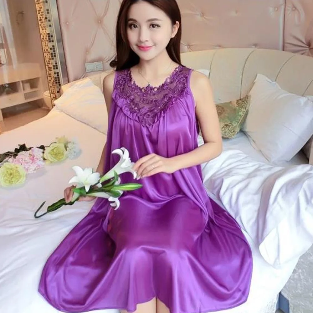 

2018 New Style Summer Plus-sized Large Size WOMEN'S Night Skirt Sleeveless Temptation Sexy Lace Summer Thin Viscose Pajamas