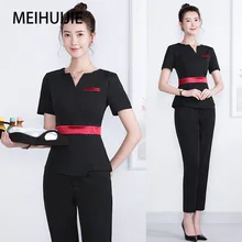 Uniforme de spa para o salão de beleza para o cosmetologist fino ajuste smocks para o trabalho uniformes de beleza pé banho técnico traje conjunto