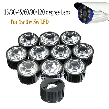 고출력 LED 램프 조명용 블랙 거치대 LED 렌즈, 5 도, 8 도, 15 도, 25 도, 30 도, 45 도, 60 도, 90/120 도, 1W, 3W, 5W, 10 개