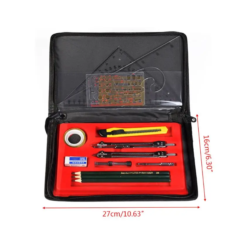 16pcs/set Drafting Compass Set Drawing Templates Pencil Student School Supplies