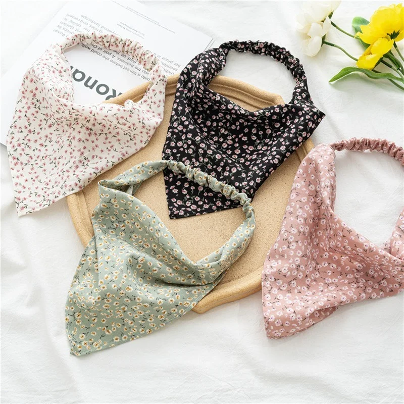 Women\'s Bandana Vintage Bohemia Women Bandana Hair Band Scarf Print Vintage Triangle Turban Elastic Headband for Lady Head Scarf