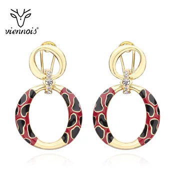 

Viennois Mix Color Leopard Dangle Earrings Classic Enamel Round Drop Earring For Women Fashion Jewelry