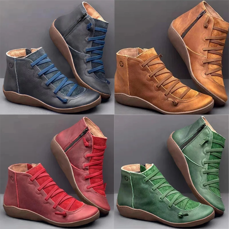 Женские ботинки; обувь из натуральной кожи; женская зимняя обувь в стиле ретро; женские ботильоны; женские модные коричневые ботинки на молнии; Botas Mujer
