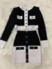 2021 New High Street Summer Patchwork 2 Two-Piece Set O-Neck Long Sleeve Pocket Button Mini Bandage Dress Female Short Set 6