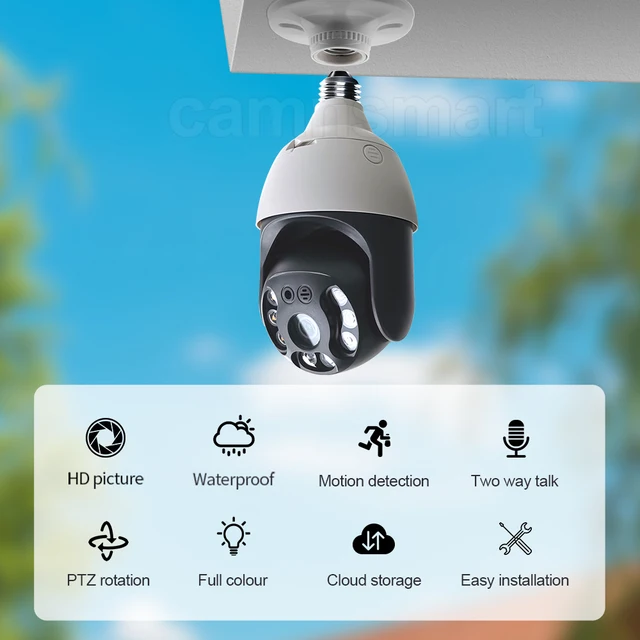 Ampoule de lampe Tuya 4MP/5MP, caméra de Surveillance extérieure PTZ IP  Wifi, vidéosurveillance du corps humain, détection de mouvement, couleur,  Vision nocturne, sécurité à domicile - AliExpress