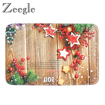 

Zeegle Christmas Doormat Floor Rug Anti-slip Hallway Soft Carpet Polyester Bedroom Bedside Rug Living Room Decoration Mat