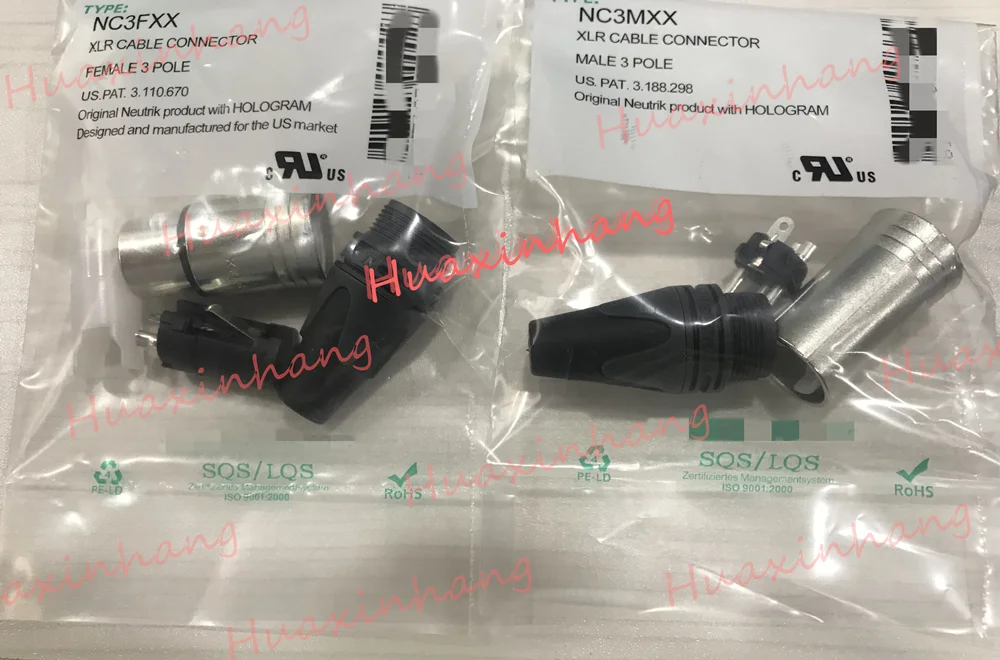 

Upgraded version 60Pcs/lot 30PCS NC3MXX & 30PCS NC3FXX NEUTRIK Male and female A set 3 Pin XLR Connector
