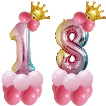 

32 inch Number Foil Balloons Latex Balloons Chain 5M Balloon Arch Birthday Party Wedding Decoration Supplies Balloon Accessories