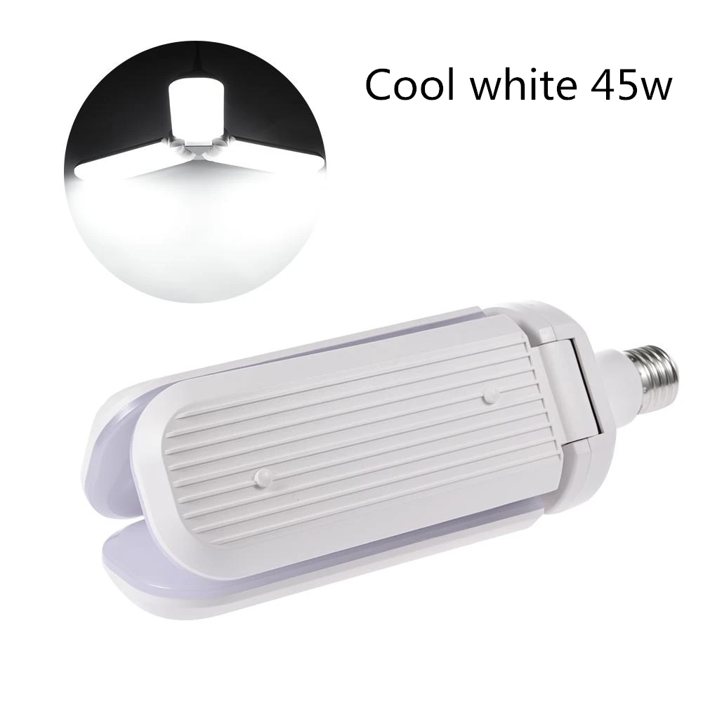 Cool white 45w Деформируемый гаражный светильник светодиодный highbay 30 Вт E27 110-265 в потолочный светильник для гаража/чердака/подвала/светодиодный светильник для дома - Цвет: Cool white 45w