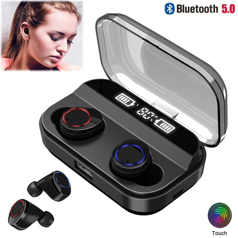 

Earphones Touch Control Mini In Ear Waterproof Headset 3500mAh Charging Box Noise Cancelling Hifi Earbuds with Mic