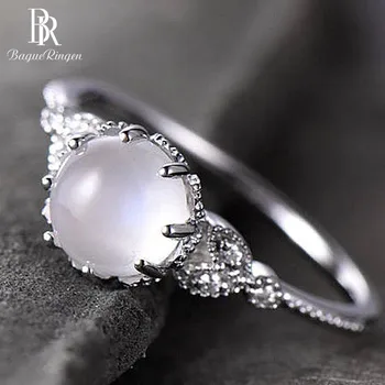 

Bague Ringen Hot-selling Women's Silver 925 Jewelry Engagement Ring Moonstone 18K Rose Gold Gift For Valentine Anniversary