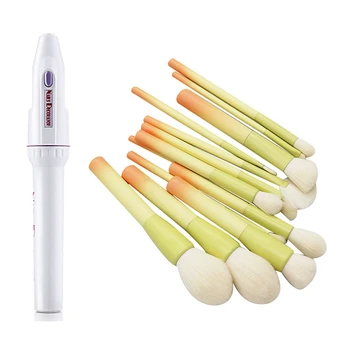 

5 in 1 Combination Nail Trimming Kit Polish Tool with 14Pcs Pro Gradient Color Makeup Brushes Set Soft Cosmetic Powder Blending