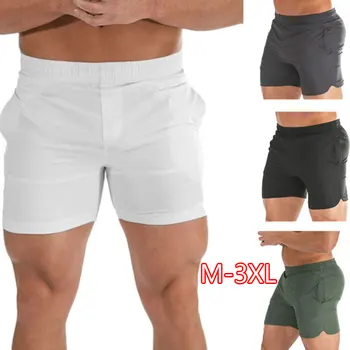 

Men Summer Mini Shorts Quick-drying Casual Elastic Waist Plus Size 3XLMale Ball Training Running White Black Shorts