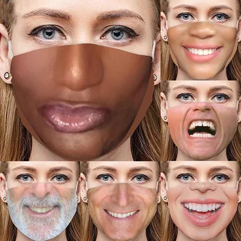 

1Pcs Breathable Reusable Printed Funny Mouth Mask Women Men Reusable Funny Facemasks
