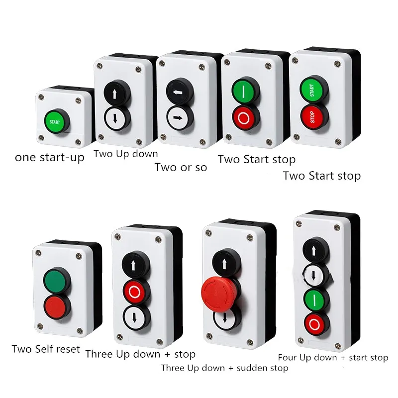 start stop self sealing waterproof button switch emergency stop industrial handhold control box With