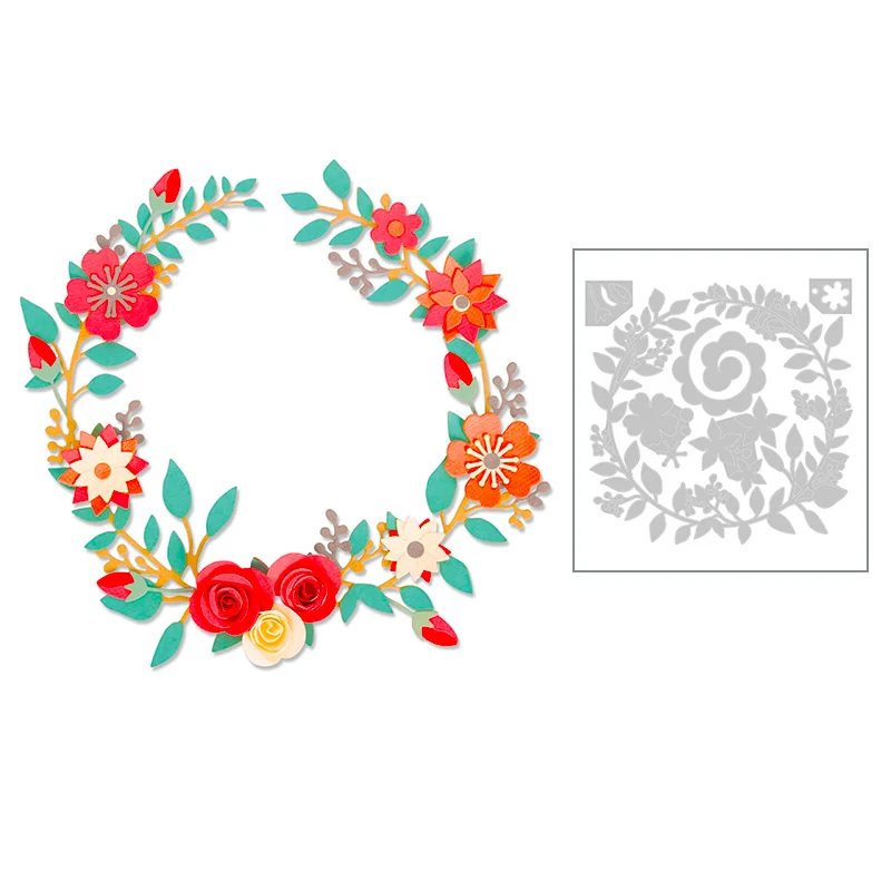 

2020 Hot Plant Laurel Leaf Circle Wreath New Die Craft Molds Metal Cutting Dies Scrapbooking and Foil Card Making For no stamps