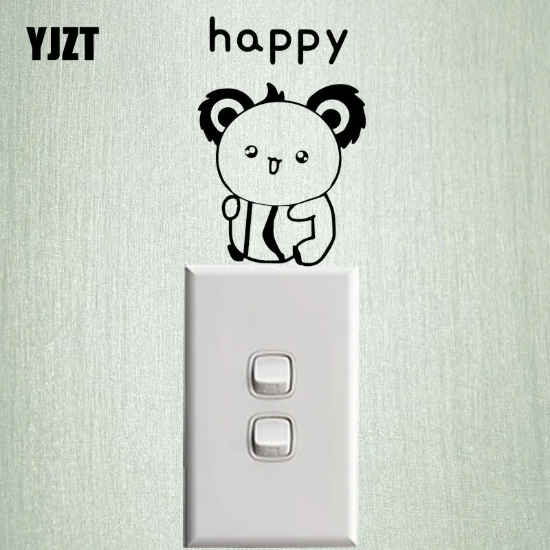 YJZT Happy мягкий резиновый чехол для мобильного настенный стикер выключателя
