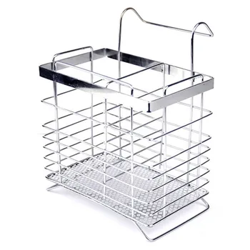 

Stainless Steel Hanging Chopstick Cage Reinforced Kitchen Supplies Cutlery Storage Tool Square Can Be Drain Racks
