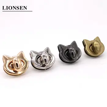 

LIONSEN 1pcs Metal Cat Bag Turn Lock Twist Lock Clasp Leather Craft Women Handbag Shoulder Bag Purse DIY Hardware accessories