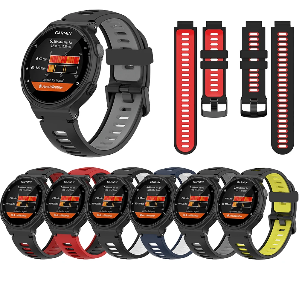 Bracelet de montre en silicone dual colors pour Garmin Forerunner 235-220-230-620-630-735  X733 Black Grey, - Achat/vente bracelet de montre Neuf - Cdiscount