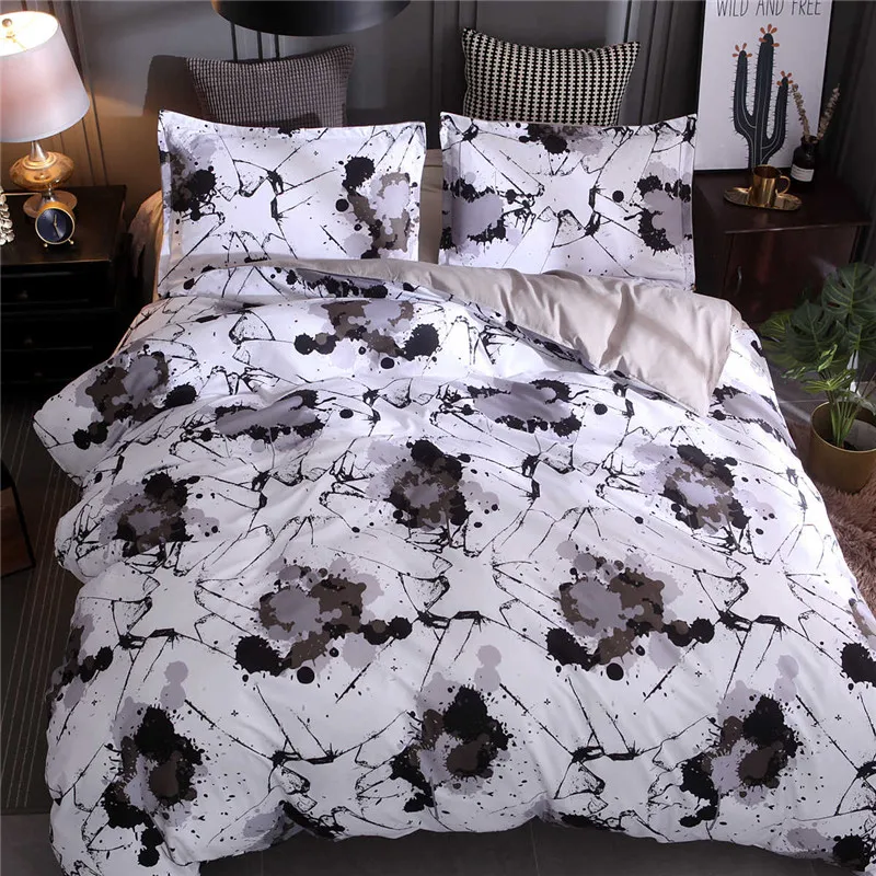 

HM Life High Quality Comforter Sets 3Pcs Plain Dyed Simple Style Printting Soft Comfortable Quilt Pillowcase Sets Bedclothes