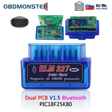 

Dual Double 2PCB PIC18F25K80 Firmware 1.5 ELM327 V1.5 OBD2 BT Diagnostic Interface ELM 327 V1.5 Hardware Support More Car